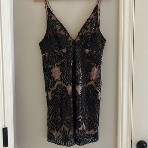 Free People black lace sequin dress